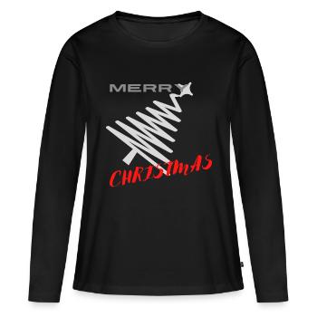 Christmastree Modern - Frauen Premium Bio Langarmshirt - Schwarz - Vorne - Julia (174cm)