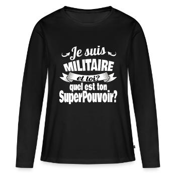 je suis militaire - T-shirt manches longues Premium bio Femme - noir - Devant - Julia (174cm)