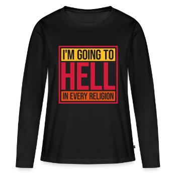 En allant en enfer - T-shirt manches longues Premium bio Femme - noir - Devant - Julia (174cm)