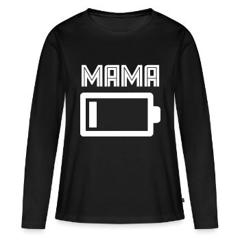 Idée cadeau vide de batterie de maman - T-shirt manches longues Premium bio Femme - noir - Devant - Julia (174cm)