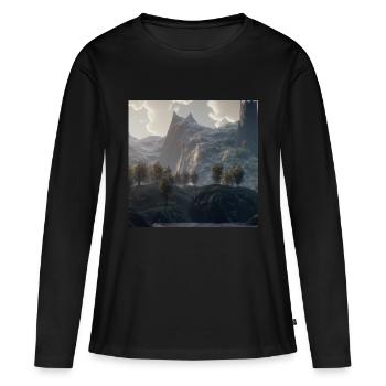 Beau paysage de montagne dans le brouillard - T-shirt manches longues Premium bio Femme - noir - Devant - Julia (174cm)