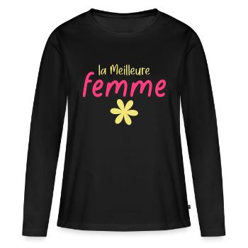 la Meilleure femme - T-shirt manches longues Premium bio Femme - noir - Devant - Julia (174cm)