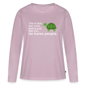 Bob la tortue - T-shirt manches longues Premium bio Femme - rose poudré - Devant - Julia (174cm)