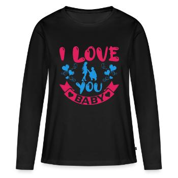 JE T’AIME CHÉRI - T-shirt manches longues Premium bio Femme - noir - Devant - Julia (174cm)