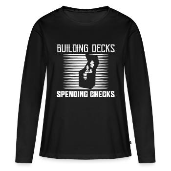 Construire des decks chèques de dépenses Cartes à collectionner Drôle - T-shirt manches longues Premium bio Femme - noir - Devant - Julia (174cm)