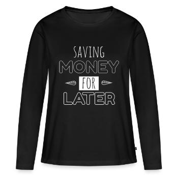 Économiser de l’argent pour plus tard - T-shirt manches longues Premium bio Femme - noir - Devant - Julia (174cm)