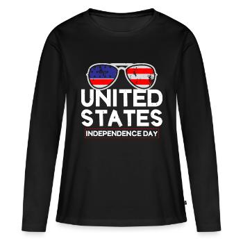 JOUR DE L’INDÉPENDANCE DES ÉTATS-UNIS - T-shirt manches longues Premium bio Femme - noir - Devant - Julia (174cm)