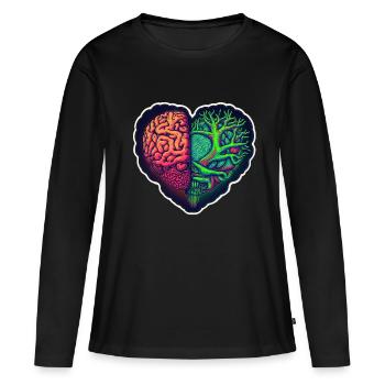 Le cerveau et le cœur ont fusionné - T-shirt manches longues Premium bio Femme - noir - Devant - Julia (174cm)