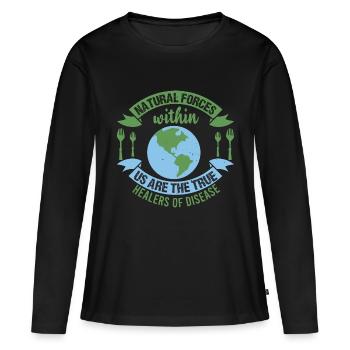 LES FORCES NATURELLES EN NOUS SONT LES VÉRITABLES GUÉRISSEURS DE - T-shirt manches longues Premium bio Femme - noir - Devant - Julia (174cm)