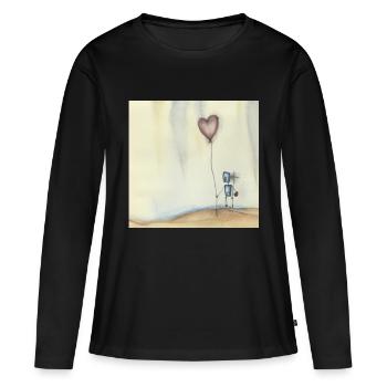 Robot solitaire à la recherche de l’amour - T-shirt manches longues Premium bio Femme - noir - Devant - Julia (174cm)