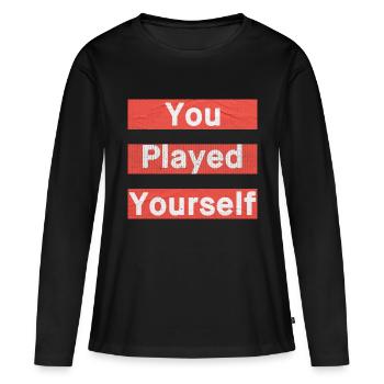 vous avez joué vous-même - T-shirt manches longues Premium bio Femme - noir - Devant - Julia (174cm)