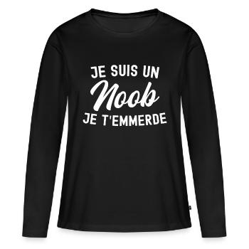 je suis noob / cadeau humour geek - T-shirt manches longues Premium bio Femme - noir - Devant - Julia (174cm)