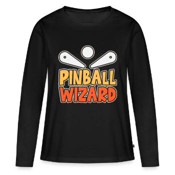 Pinball Wizard Pinball Machine Lettering Gift - Women's Premium Organic Long Sleeve Shirt - black - Front - Julia (174cm)