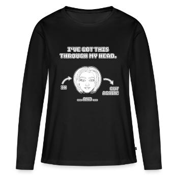 Design drôle et non réfléchi / dictons drôles - T-shirt manches longues Premium bio Femme - noir - Devant - Julia (174cm)