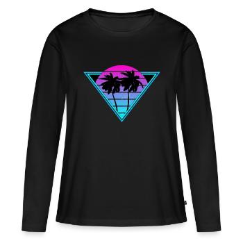 Retro Palm Trees - Women's Premium Organic Long Sleeve Shirt - black - Front - Julia (174cm)