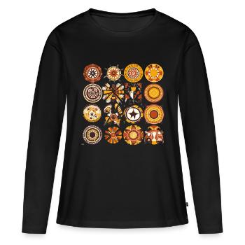 Afrikanische Folklore - Frauen Premium Bio Langarmshirt - Schwarz - Vorne - Julia (174cm)
