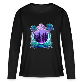 Window to Nature - Women's Premium Organic Long Sleeve Shirt - black - Front - Julia (174cm)