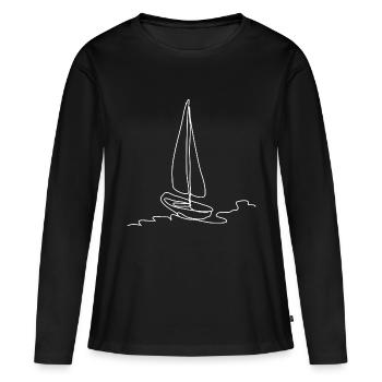 Voilier Voilier Voilier Voile Voile Idée cadeau - T-shirt manches longues Premium bio Femme - noir - Devant - Julia (174cm)