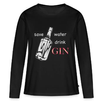 Économiser de l’eau - T-shirt manches longues Premium bio Femme - noir - Devant - Julia (174cm)
