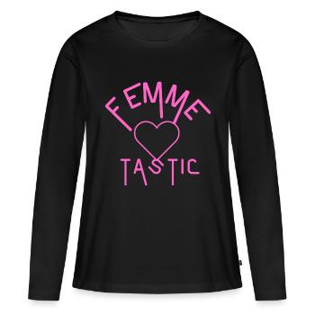 FEMME TASTIC, les femmes sont fantastiques 💟💟💟 - T-shirt manches longues Premium bio Femme - noir - Devant - Julia (174cm)