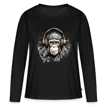 Rito le singe audiophile - T-shirt manches longues Premium bio Femme - noir - Devant - Julia (174cm)