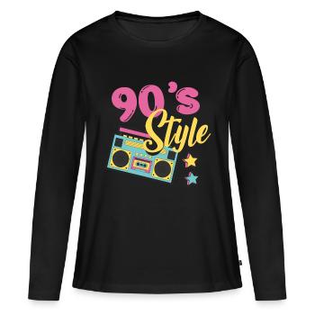 90's style - T-shirt manches longues Premium bio Femme - noir - Devant - Julia (174cm)