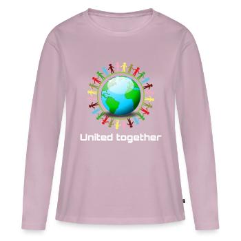 Unis ensemble - T-shirt manches longues Premium bio Femme - rose poudré - Devant - Julia (174cm)
