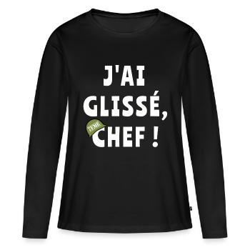 J’ai glissé chef - T-shirt manches longues Premium bio Femme - noir - Devant - Julia (174cm)