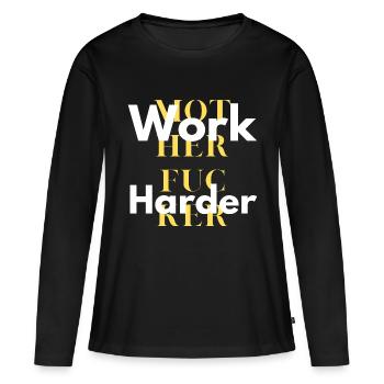 work harder - T-shirt manches longues Premium bio Femme - noir - Devant - Julia (174cm)
