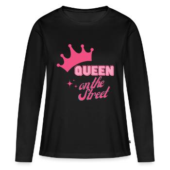Mariée / Mariage / Enterrement de vie de jeune fille / Fête - T-shirt manches longues Premium bio Femme - noir - Devant - Julia (174cm)