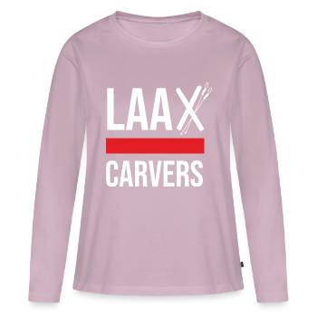 Sculpteurs de Laax - T-shirt manches longues Premium bio Femme - rose poudré - Devant - Julia (174cm)