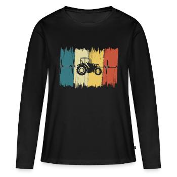 Battement de cœur Vintage tracteur - T-shirt manches longues Premium bio Femme - noir - Devant - Julia (174cm)