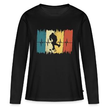 Battement de cœur Vintage Hockey - T-shirt manches longues Premium bio Femme - noir - Devant - Julia (174cm)