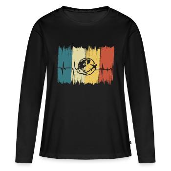 Heartbeat Journey - Women's Premium Organic Long Sleeve Shirt - black - Front - Julia (174cm)