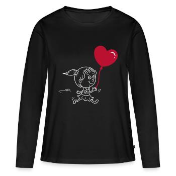 Passendes Herz Paar T-Shirt - Frauen Premium Bio Langarmshirt - Schwarz - Vorne - Julia (174cm)