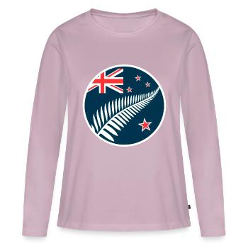 Nouvelle-Zélande Aotearoa Kiwi 5 - T-shirt manches longues Premium bio Femme - rose poudré - Devant - Julia (174cm)