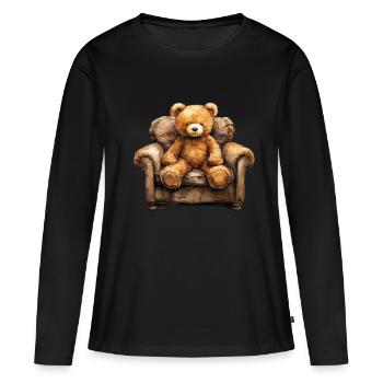 Teddybären sind Erinnerung an die Kindheit - Frauen Premium Bio Langarmshirt - Schwarz - Vorne - Julia (174cm)