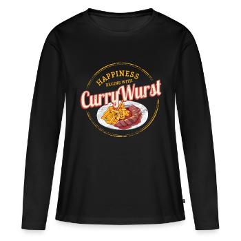 Currywurst Saucisse rétro Frites Bratwurst Vintage - T-shirt manches longues Premium bio Femme - noir - Devant - Julia (174cm)