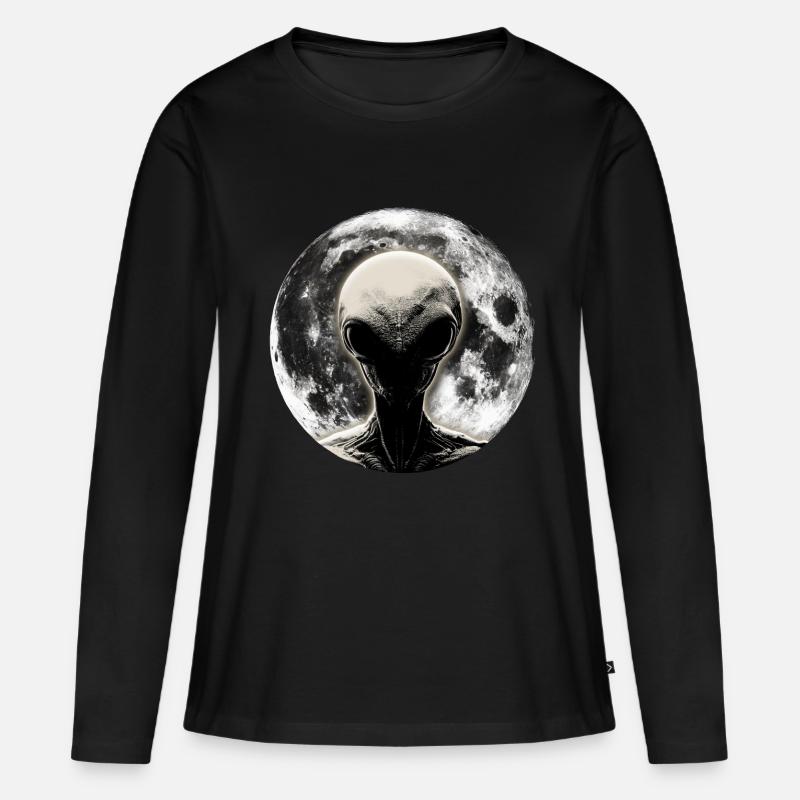 Alien Moonlight - Frauen Premium Bio Langarmshirt - Schwarz