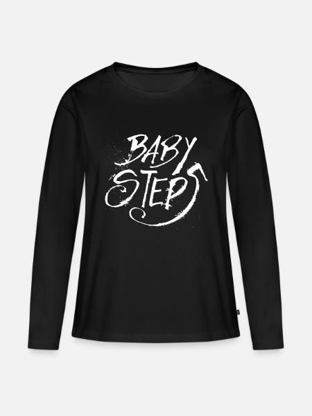 Baby Steps weiss - Frauen Premium Bio Langarmshirt - Schwarz