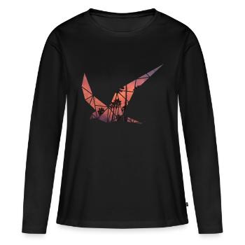 oiseau illustration coucher du soleil - T-shirt manches longues Premium bio Femme - noir - Devant - Julia (174cm)