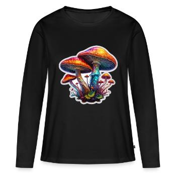 Champignons magiques - T-shirt manches longues Premium bio Femme - noir - Devant - Julia (174cm)