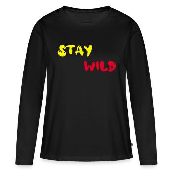 Restez sauvage - T-shirt manches longues Premium bio Femme - noir - Devant - Julia (174cm)