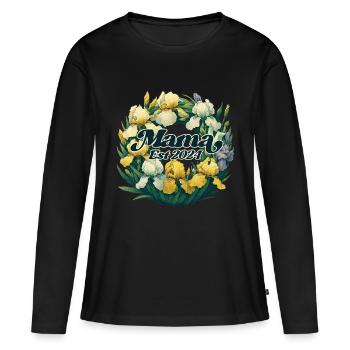 Mama EST 2024 - Frauen Premium Bio Langarmshirt - Schwarz - Vorne - Julia (174cm)