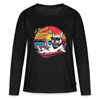 Relaxed French Bulldog - Women's Premium Organic Long Sleeve Shirt - black - Front - Julia (174cm)