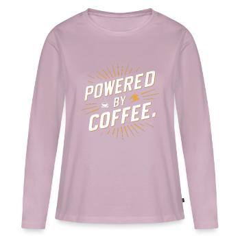 powered by coffee - café et humour - T-shirt manches longues Premium bio Femme - rose poudré - Devant - Julia (174cm)