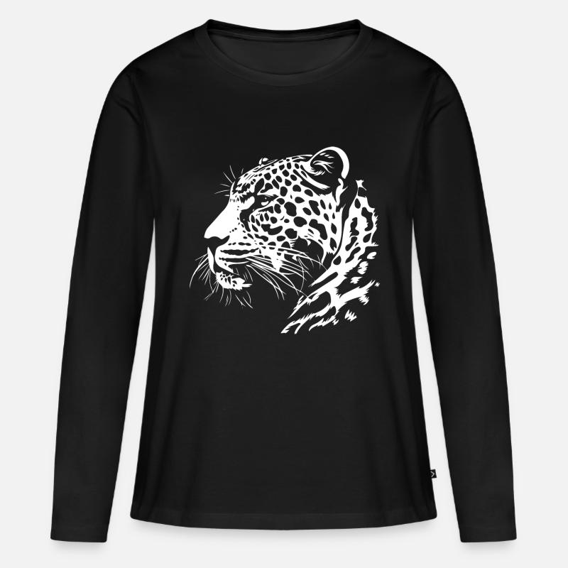 Leopard - Frauen Premium Bio Langarmshirt - Schwarz