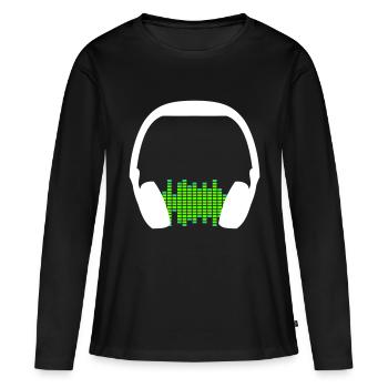 Casque Techno Music Party Equalizer Waves Logo - T-shirt manches longues Premium bio Femme - noir - Devant - Julia (174cm)