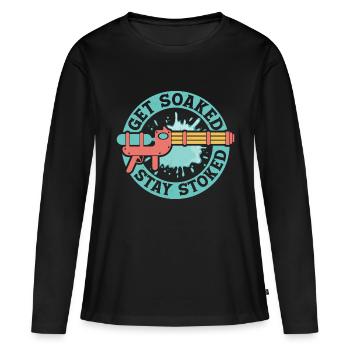 Se tremper, rester stabilisé Eau Plaisir Été Squirt Gu - T-shirt manches longues Premium bio Femme - noir - Devant - Julia (174cm)