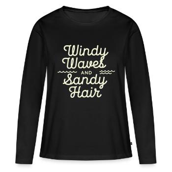 windy waves - Frauen Premium Bio Langarmshirt - Schwarz - Vorne - Julia (174cm)